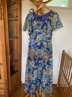 Gyönyörű szép maxi selyem nyári ruha. 36-os méret. Háta hossza:128 cm. Bélelt. 60-as évek.Retro.