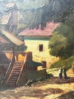 Régi Csalány Béla nagybányai antik olaj festmény XX. század eleje blondel keretben