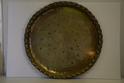 Régi ónozott réz dísz tálca-A015