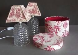 Provanszi üveg asztali lámpa pár + design doboz ALKUDHATÓ