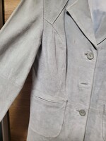 Világos kék hasitott bőr női bőrkabát 40-es méretben