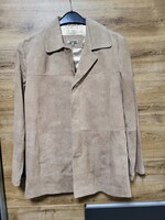 Új, Világos barna, hasitott bőr női bőrkabát S-M méretben