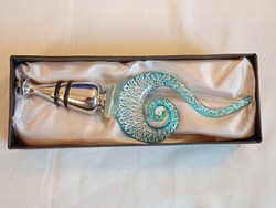 Üvegdugó Murano Art üveg - fém borosüveg dugó kék örvény palack dugó