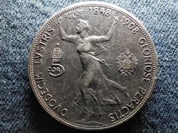 Ausztria I. Ferenc József uralkodásának 60. évfordulója .900 ezüst 5 Korona 1908