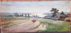 Osztrák Festő / Dunaparti Táj Birkapásztorral,60x130cm!!!