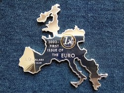 Nauru euro Európa térkép ezüstben .999 ezüst 10 dollár 2002 PP