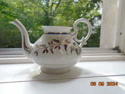 Antik Bidermeier impozáns tea kiöntő aranykontúrozott festményszerű mintával,látványos fogóval
