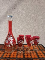 Bohemia festett boros üveg 5  pohár Alkudható