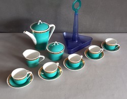 Art deco Hollóházi porcelán kávés készlet + design keksz tartó ALKUDHATÓ