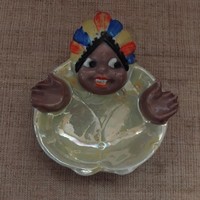 RÉGI JELZETT JAPÁN KÉZZEL FESTETT MÁZAS PORCELÁN  HAMUTÁL