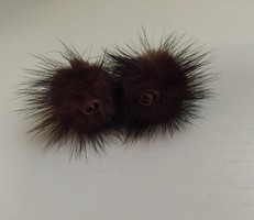 Handmade leather mink fur brooch pin