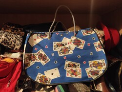 Francia kártya mintás eredeti csehszlovák import szuper retro válltáska a 80- as évekből