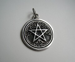 Pentagram életfával, gyönyörű ezüst medál