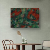 Texturált absztrakt festmény, réz részletekkel, 40x60cm