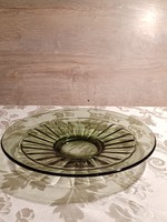 ART DECO GREEN COLORED PRESSED GLASS TRAY (12)