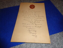 Királyi  étlap a román királyi  udvarból  , francia  nyelvű , mélynyomott udvari bélyegzővel