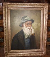 L.Basile festmény / pipázó férfi