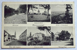 Máramarossziget- Iza-strand , Pannónia szálló autó,vmegyeháza - régi mozaik fotó képeslap 1942