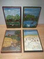 Festett fa táblák: Négy évszak