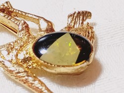 Ruhatű ruha kitűző - emu madár - Ausztrál Opál féldrágakővel - eredeti csomagolásban