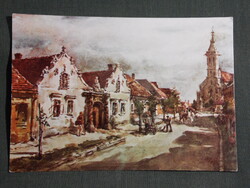 Képeslap,Sopron, Szent Mihály templom és környéke látkép,részlet, 1972-