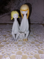 Hollóházi Káldor Aurél porcelán olvasó lányok