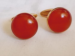 Mandzsetta gomb 029 - aranyozott borostyán Orosz 1960- retro