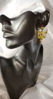 Mutatós peridot, rodolith, cirkón drágaköves,  sterling ezüst füli 925 14 K aranyozva / - új