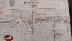 Eredeti 1886. évi miskolczi Házassági anyakönyvi kivonat ,50 krajcáros bélyeggel, viasz pecséttel