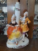 Német,Germany Lippelsdorf 1951-1974,Barokk Szerelmespár Porcelán Életkép Figura.22 cm.