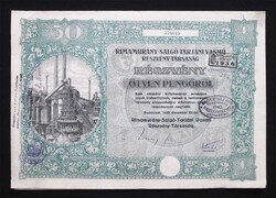 Rimamurány-Salgótarjáni Vasmű részvény 50 pengő 1925 (SVK)