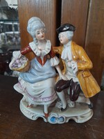 Német,Germany Lippelsdorf 1951-1974,Barokk Szerelmespár Porcelán Életkép Figura.14.5 cm.