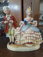 Német,Germany Lippelsdorf 1951-1974,Barokk Szerelmespár Porcelán Életkép Figura.20 cm.