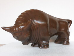 Városlődi hibátlan óriás kerámia bika szobor, 38 cm