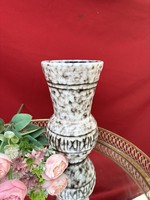 22 cm Gyönyörű retro szürke kerámia  váza , nosztalgia,  Hódmezővásárhelyi lakásdekoráció mid modern