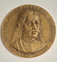 Bercsényi Miklós Gimnázium Emlékérme Törökszentmiklós bronz emlék plakett  9,8 cm