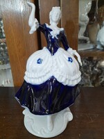 Royal Dux Barokk Kobaltkék Ruhás Táncos Hölgy.20 cm.