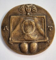 Asszonyi Tamás  Qvalitas Galéria bronz emlék érem  , plakett  5 cm