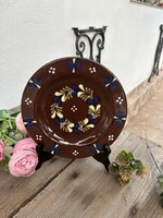 19.5 cm Gyönyörű retro kerámia Városlődi  népi falitányér falusi paraszti nosztalgia dekoráció