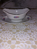 Zsolnay szószos, szép rózsás porcelán