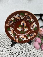 22 cm Gyönyörű retro kerámia Sárospataki népi falitányér falusi paraszti nosztalgia dekoráció