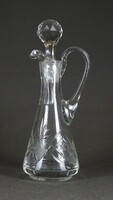 1S867 Old Oil-Polished Glass Serving Bottle with Cork, 19 cm