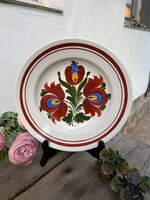 Gránit gyönyörű virágos népi falitányér falusi paraszti nosztalgia dekoráció mid-century modern