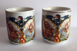 Antik, Monarchia, I. világháború II. Vilmos - I. Ferencz József porcelán, patrióta bögre pár 1914/15
