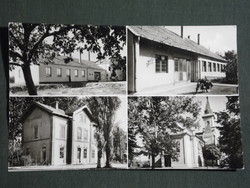 Képeslap,Szatymaz,mozaik,tanácsháza,iskola,vasútállomás,templom látkép,részlet, 1965-