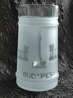 Budapest Hősök tere savmart csiszolt fél literes üveg korsó