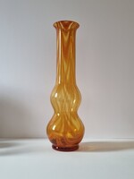 Vintage borostyán színű kézműves rétegelt üveg padlóváza -41 cm