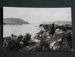 Képeslap,Szob,Dunai látkép,vasúti sín pálya részlet, 1965-