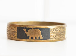 Vintage réz karperec gyöngyház berakás - karkötő, karék, ékszer - etno ethno folk art goa hippi boho