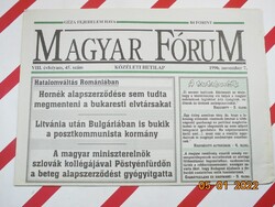 Régi retro újság - Magyar Fórum - 1996. november 7. - Születésnapra kitűnő ajándék.